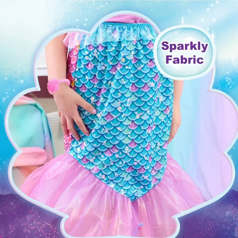 Disney Junior Ariel 2-in-1 Dress Up Set for Pretend Play, Sizes 4-6X, 4-Pieces,